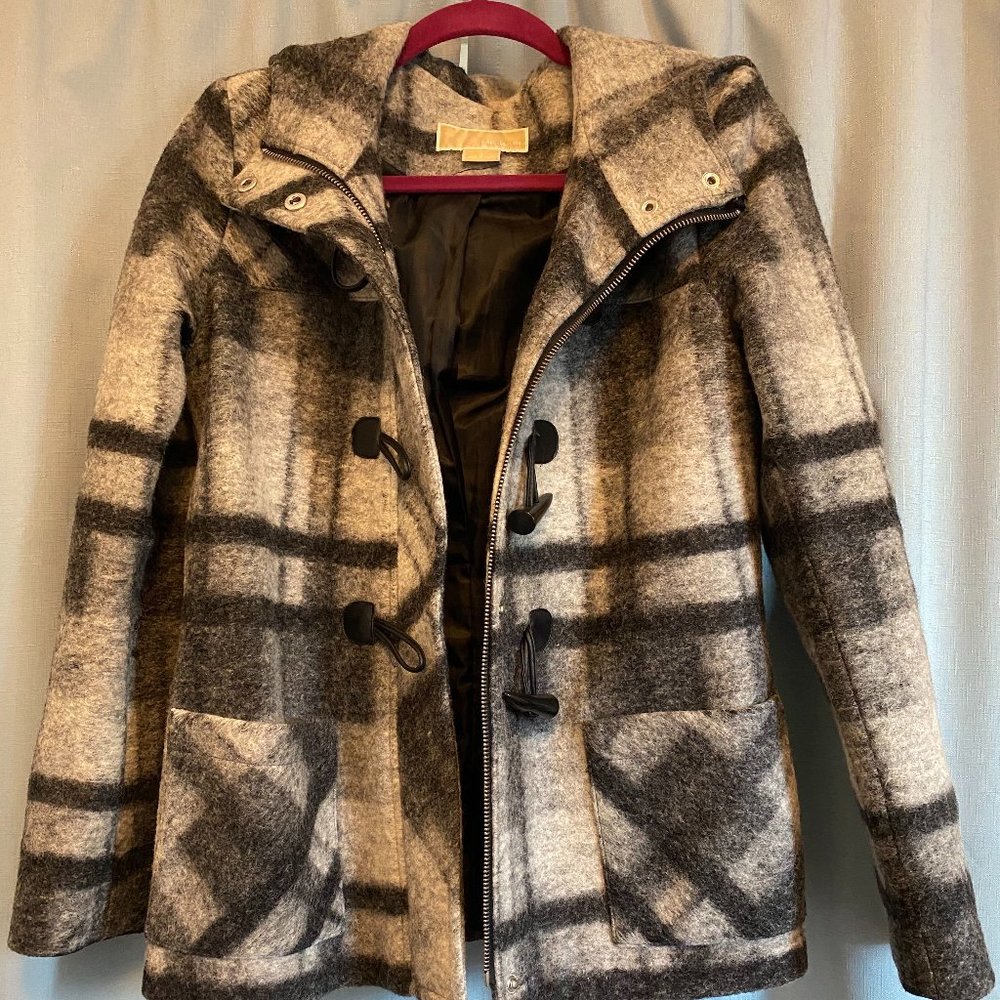Michael Kors black/grey wool peacoat SIZE 4